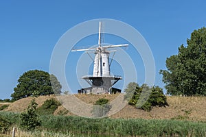 De Koe windmill in Veere. Province of Zeeland in the Netherlands