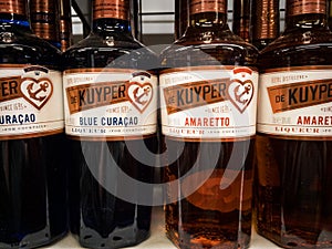 De Kuyper logo on bottles for sale in Belgrade.