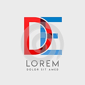 DE logo letters with blue and red gradation