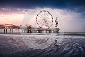 De Pier, Beach with a Ferris wheel in Den Haag, Hague, Netherlands