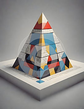 De Stijl geometric of 3D Pyramid, Generative AI