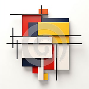 De Stijl Minimalist Composition On White Background Art photo