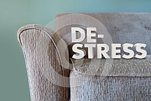 De-Stress 3d Words Couch Mind Body Unwinding