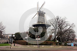 De Valk, 18th-century tower mill, currently museum, Leiden, Netherlands