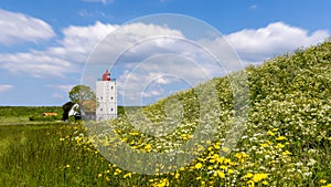 De Ven light house and wildflowers in the spring time in the Netherlands photo