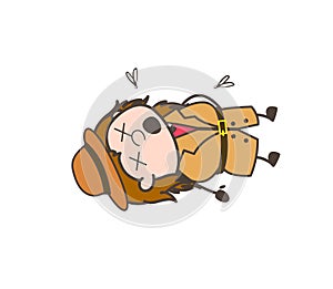 Dead Body - Female Explorer Scientist Cartoon Vector