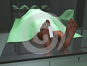 Dead body in morgue