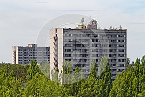 Dead city Pripyat Ukraine. Chernobyl nuclear power plant zone of alienation