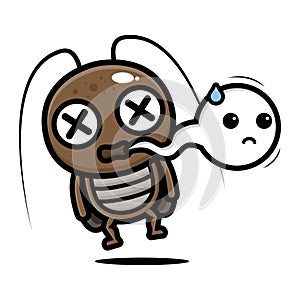 Dead cockroach animal cartoon character with out white spirit