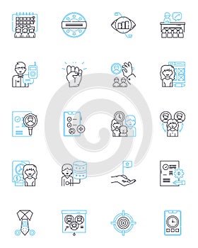 Dead-end careers linear icons set. Stagnancy, Unfulfilling, Limited, Mundane, Frustration, Regret, Stuck line vector and