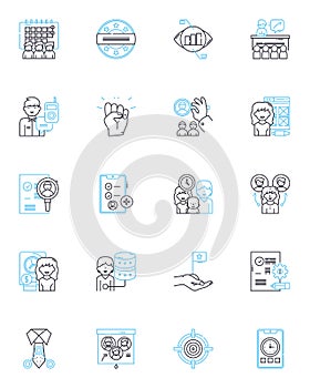 Dead-end careers linear icons set. Stagnancy, Unfulfilling, Limited, Mundane, Frustration, Regret, Stuck line vector and photo