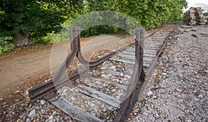 Dead end of a railway train