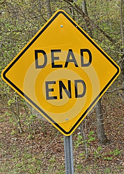 Dead end sign on highway frontage road