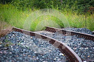 Dead end. Train railway ending in nature.