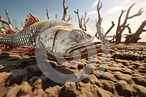 Dead Fish on Desiccated Ground: Symbol of Climate Change