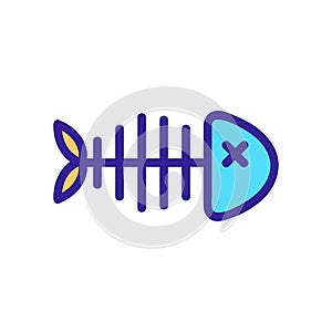 Dead fish skeleton icon vector. Isolated contour symbol illustration