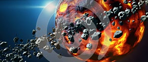 Dead hot lava planet and asteroid belt