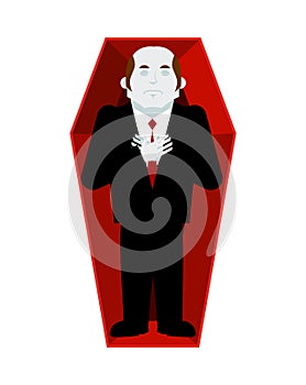 Dead man in coffin isolated. corpse in casket on white background. Religion illustration. Deceased