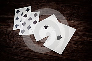 Dead man\'s hand. Two-pair poker hand consisting of the black aces and black eights, photo