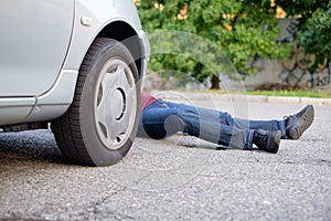 Dead pedestrian after a car accident