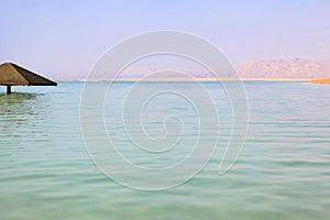 dead sea blue salted water in Israel. Desert landscape of Israel, Dead Sea, Jordan