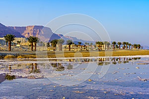 Dead Sea coast and promenade in Ein Bokek