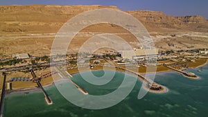 Dead sea in Israel, aerial drone view