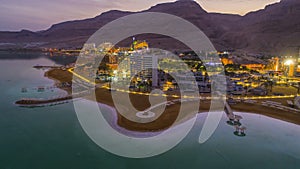 Dead sea in Israel, aerial drone view