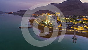 Dead sea in Israel, aerial drone view