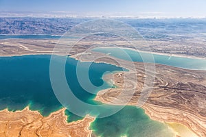 Dead Sea Israel landscape nature from above aerial view Jordan