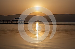 Dead sea. Israel salt Ein Gedi sunrise