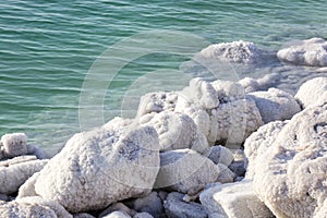 Dead Sea salt deposits stones