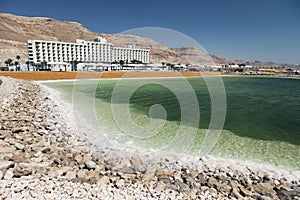 Dead sea salt shore.