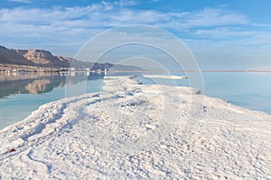 Dead sea salt shore. Israel.