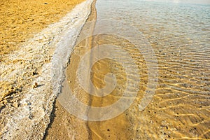 dead sea salty ground waterfront shore line background scenic