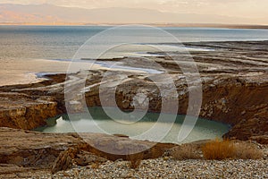 Dead Sea shore in good winter weather