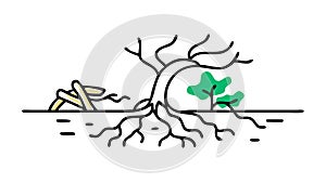 Dead Tree Drought Vector Landscape, vector design Generative AI