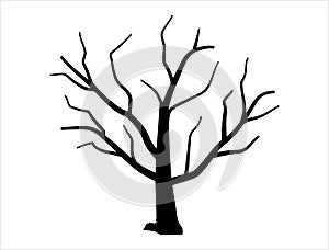 Dead tree silhouette vector art white background