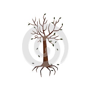 Dead tree, symblol of environmental pollution vector Illustration on a white background