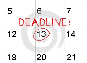 Deadline on the calendar