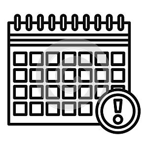 Deadline calendar alert icon, outline style