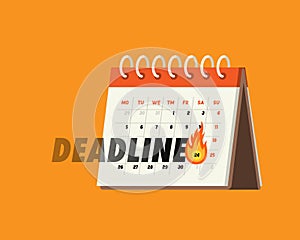 Deadline. Calendar with an approaching deadline date