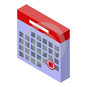 Deadline calendar icon, isometric style