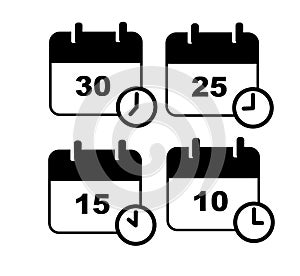 Deadline calendar silhouette icon set