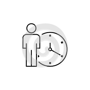 Deadline, clock, human  icon. Element of business people icon for mobile concept and web apps. Thin line Deadline, clock, human