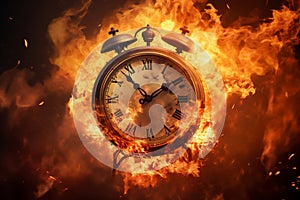 Deadline concept of an alarm clock on fire