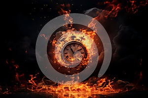 Deadline concept of an alarm clock on fire