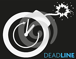 Deadline concept icon with clock and blazing fuse