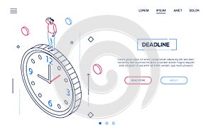 Deadline concept - line design style isometric web banner