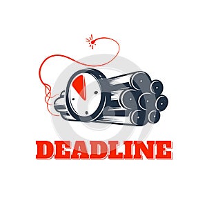 Deadline concept logo, countdown vector emblem